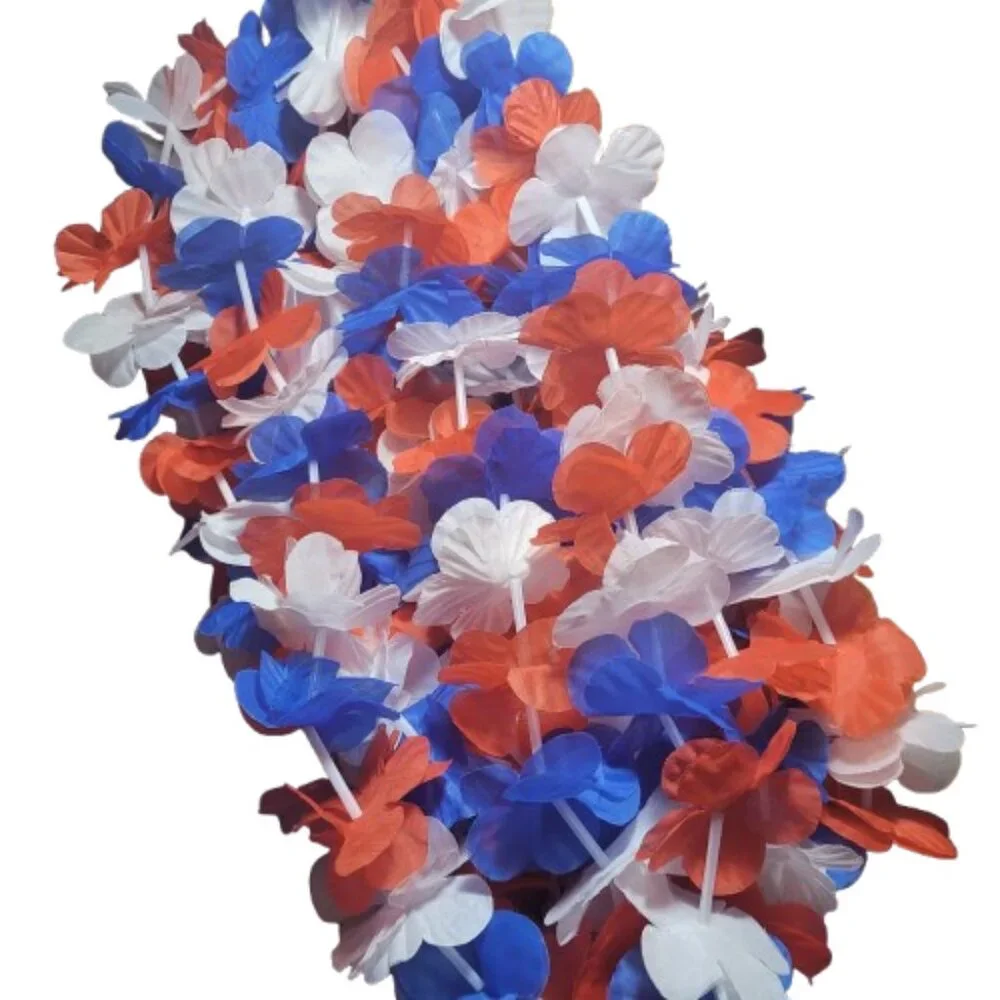 Ten Red, White and Blue Leis for Parties or Parades